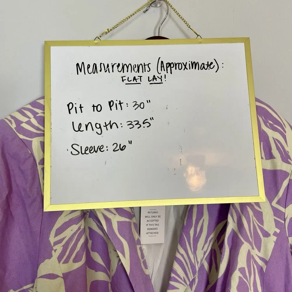 NEW Eloquii Linen Blend Floral Purple Jacket Blazer Workwear Women's Size 28 - Picture 10 of 10